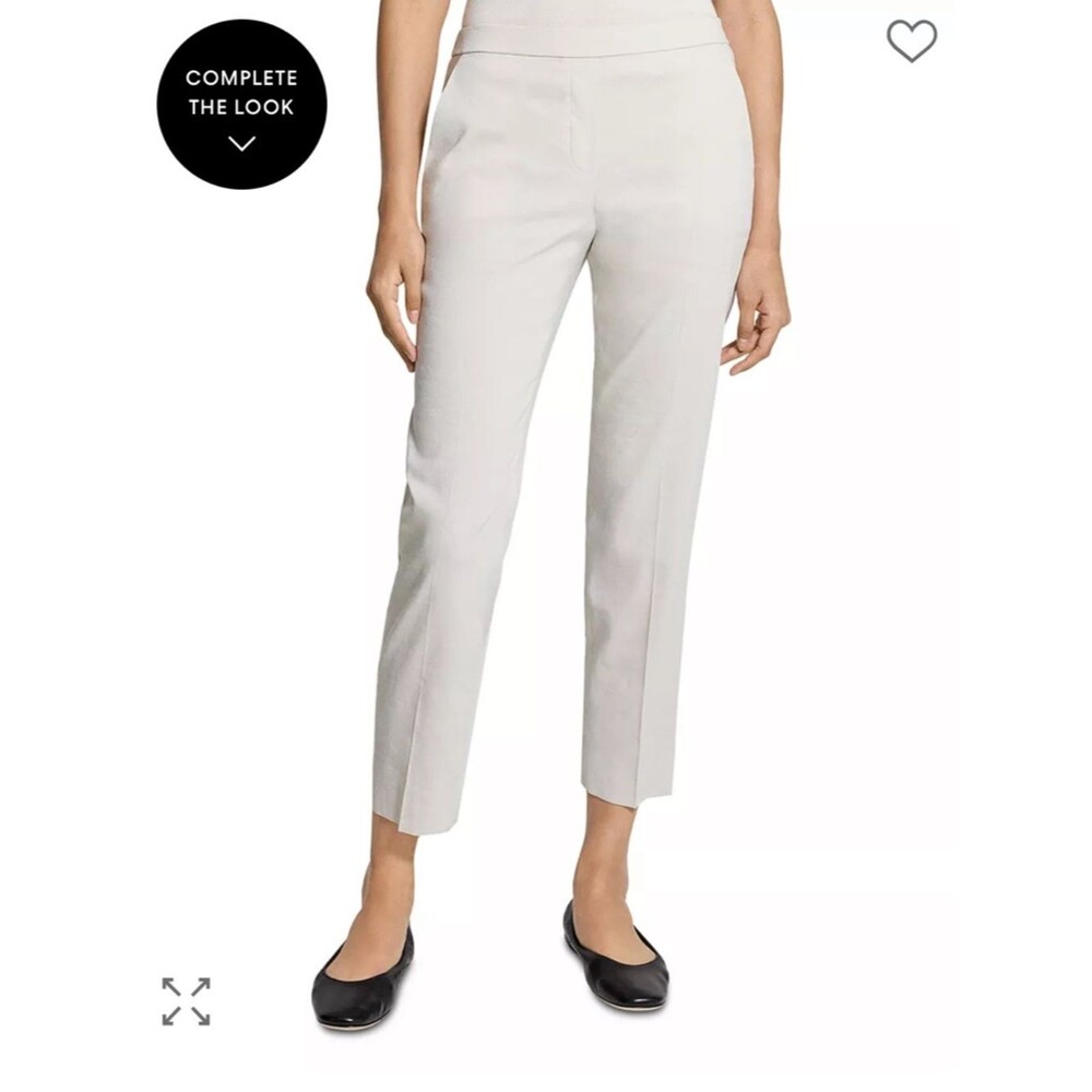 Theory Treeca Pull On Linen Pants in White Clay